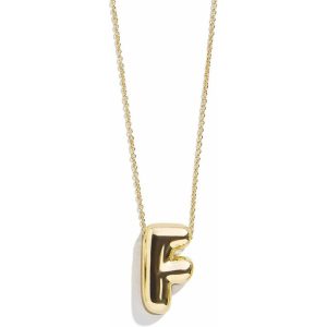 Gold Bubble Initial Necklace - F