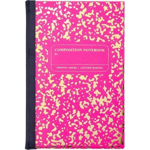 Composition Notebook in Neon Pink/Gold Leather