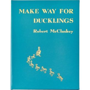 "Make Way For Ducklings" Book in Teal Blue Italian Leather