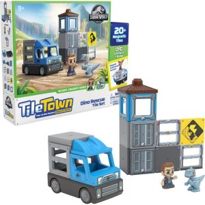Tile Town Jurassic World Dinosaur Rescue Magnetic Tiles Playset