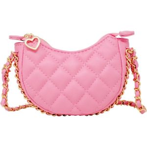 Tiny Quilted Chain Wrapped Hobo Bag - Pink